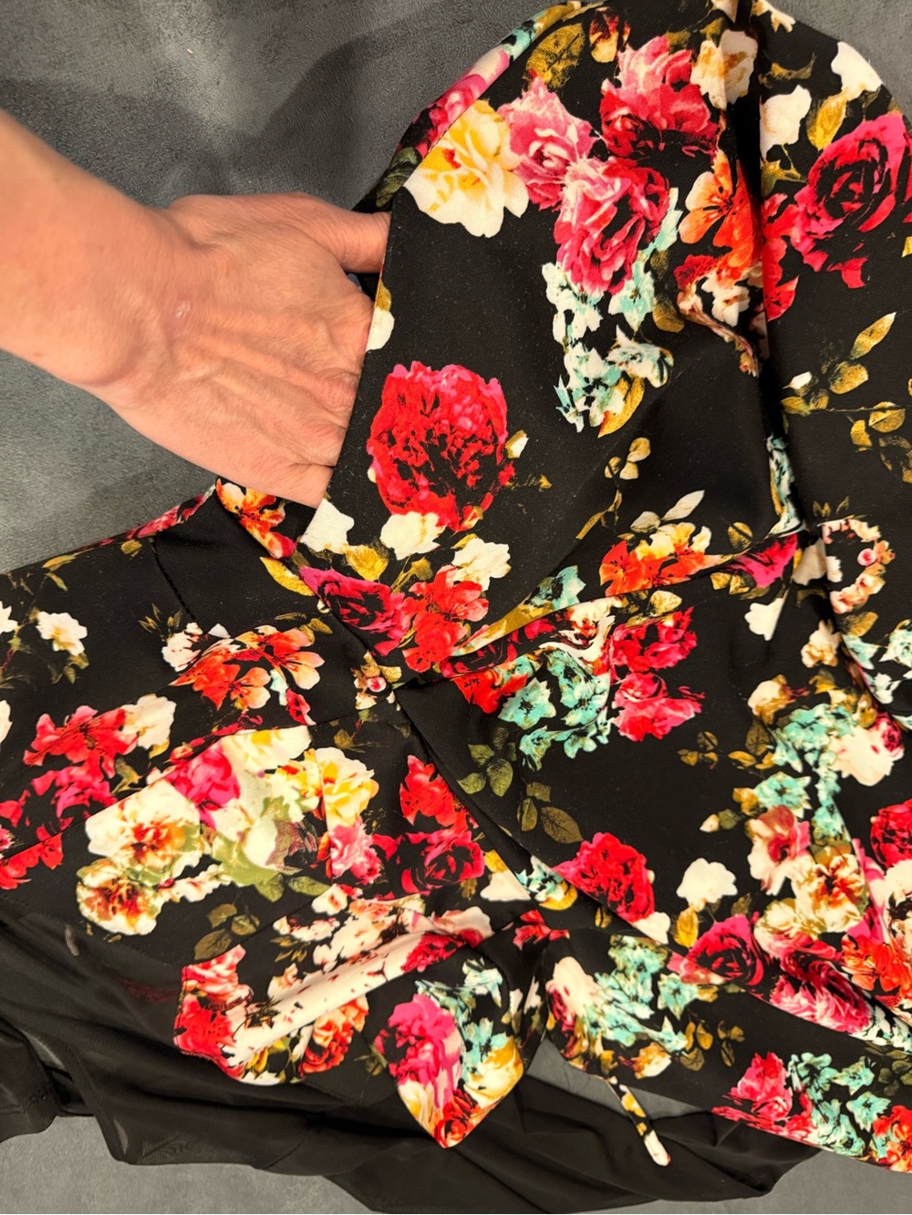 torrid Black Floral Fit-and-Flare Midi Dress - Picture 5 of 9